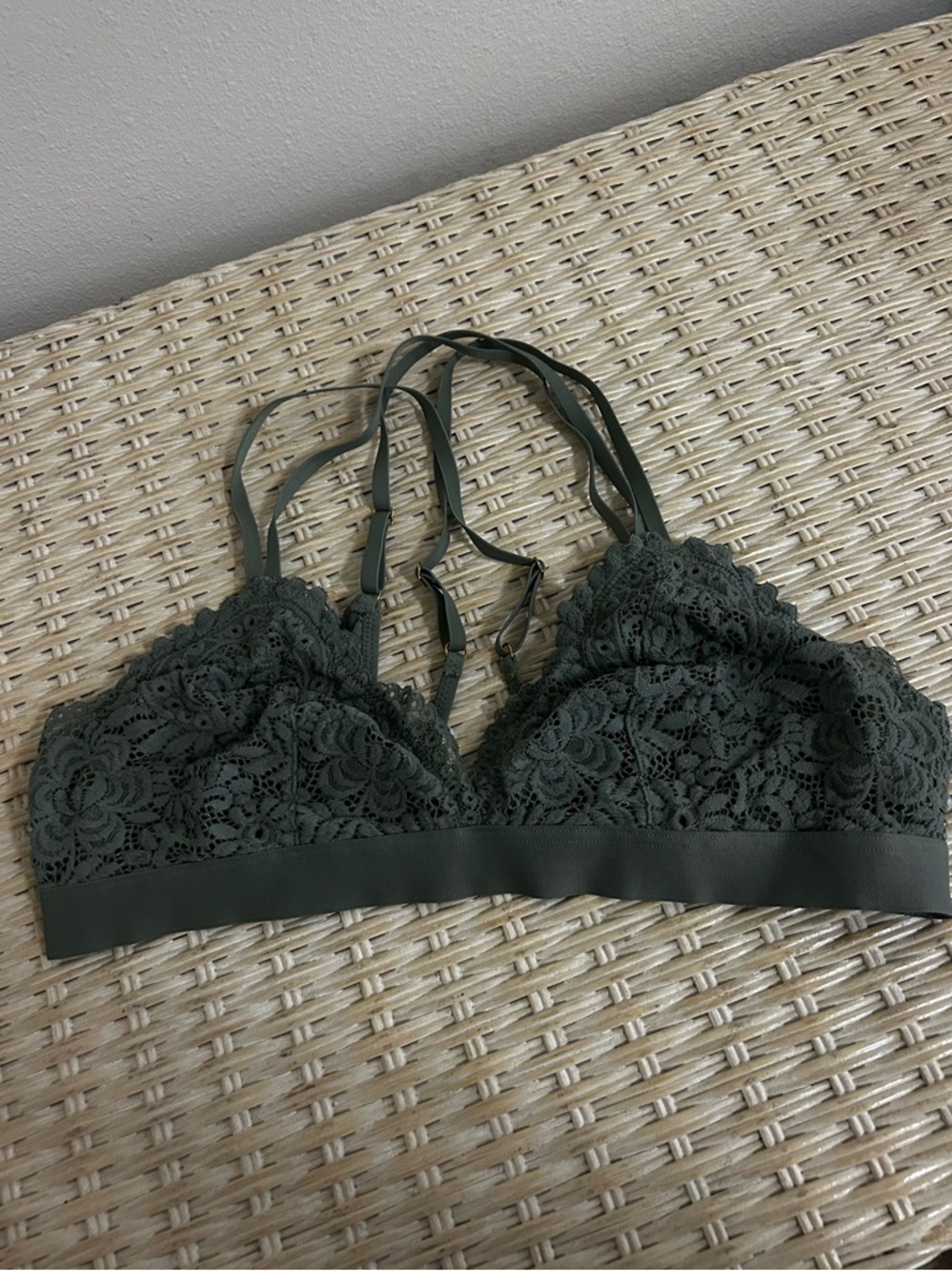 Aerie green strappy back lacey bralette